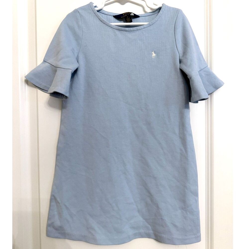 Polo Ralph Lauren Girls Size 6 Light Blue Ruffle Sleeve Dress